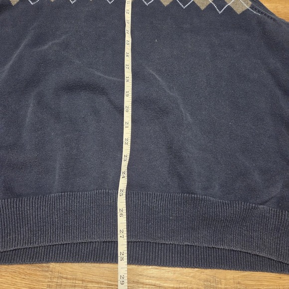 IZOD Sweater Vest Mens XL Navy Blue V Neck Pullover Sleeveless Knit Classic - Picture 5 of 8